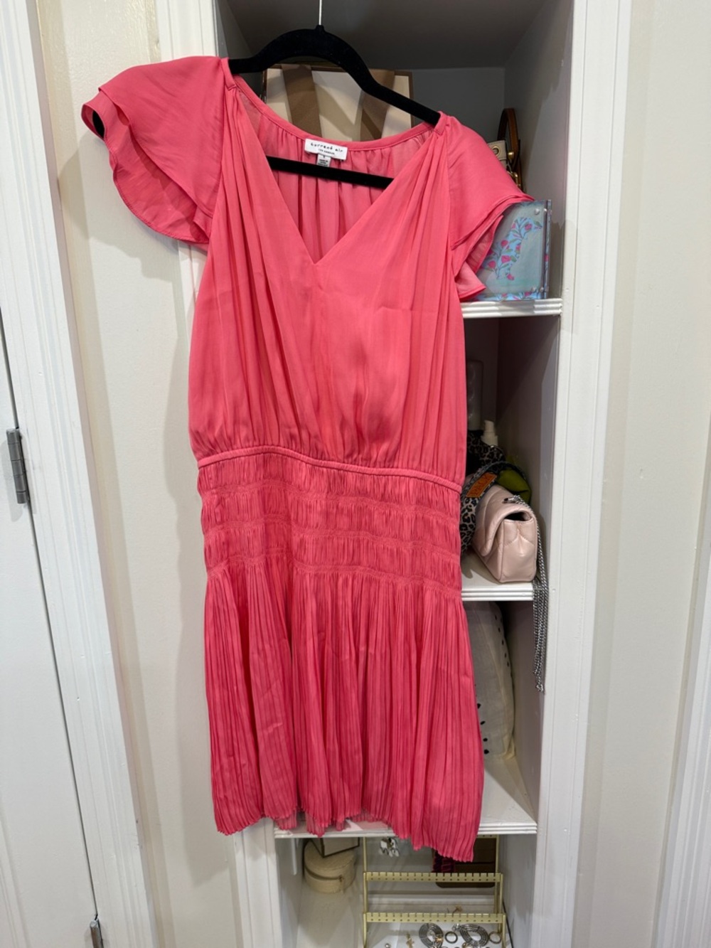 Cotton Candy Pink V-Neck Flutter Sleeve Dress